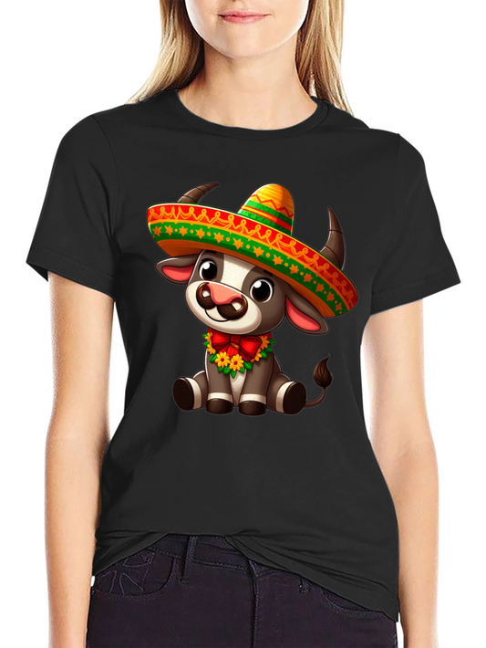 Cow Sombrero Graphic Tee - Festive Cinco de Mayo Shirt