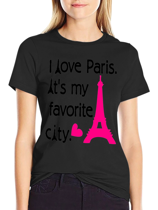 I Love Paris Graphic Tee - Eiffel Tower Black T-Shirt