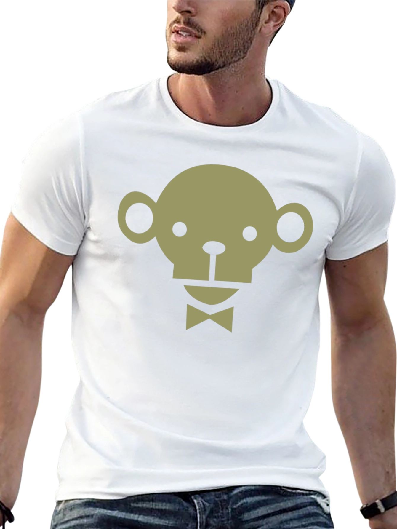 Monkey Face Bow Tie T-Shirt - Modern Geometric Design