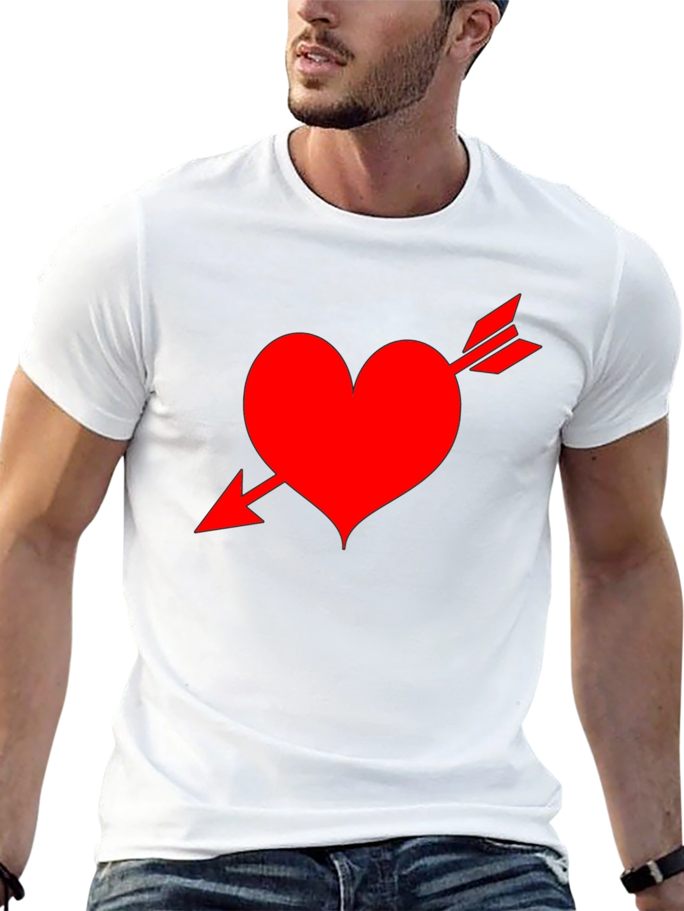 Heart Arrow Black T-Shirt - Valentines Day
