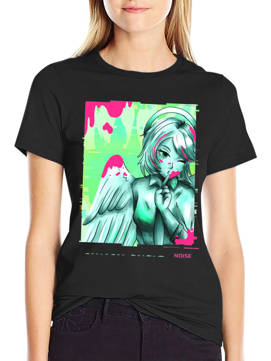Anime Angel Noise T-Shirt - Mens Black Graphic Tee