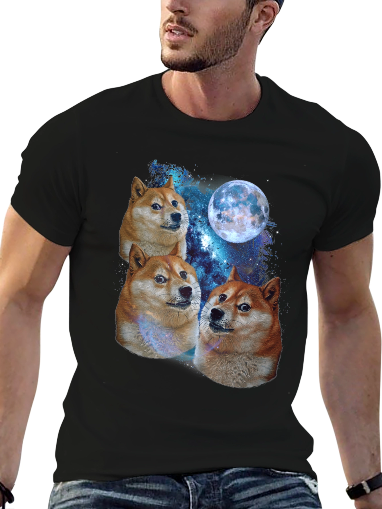Doge Moon Graphic Tee - Black
