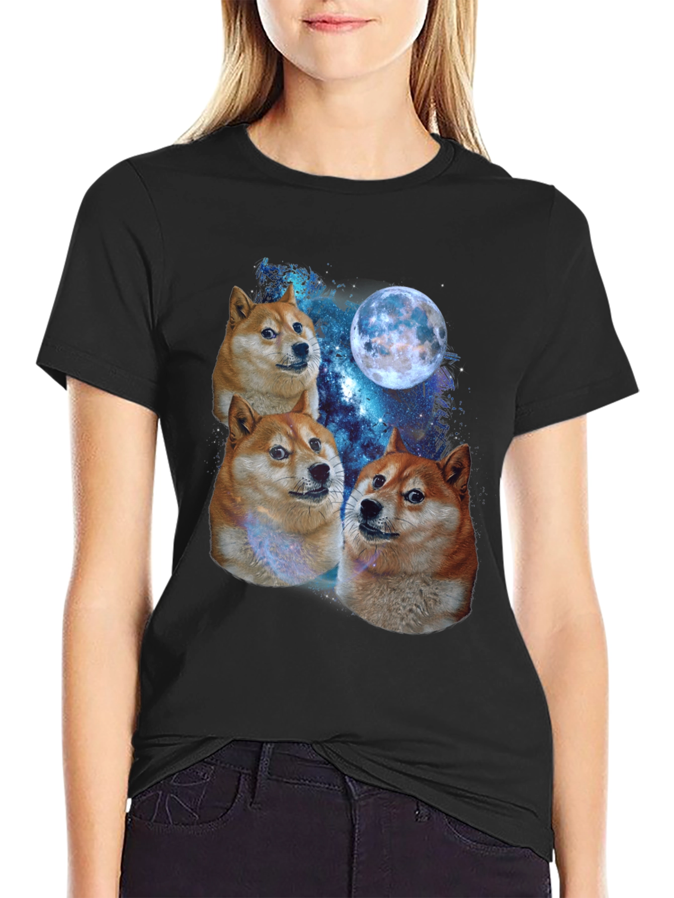 Doge Moon Graphic Tee - Black