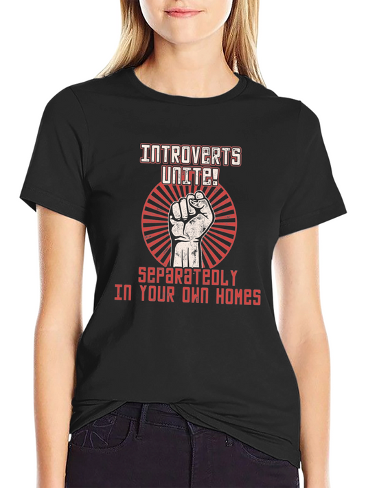 Introverts Unite! Black Graphic T-Shirt
