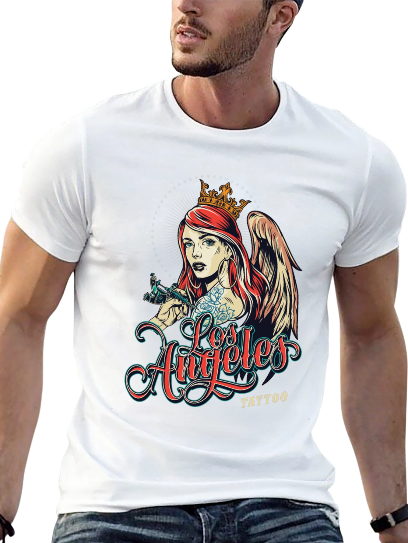Los Angeles Tattoo Angel Black T-Shirt
