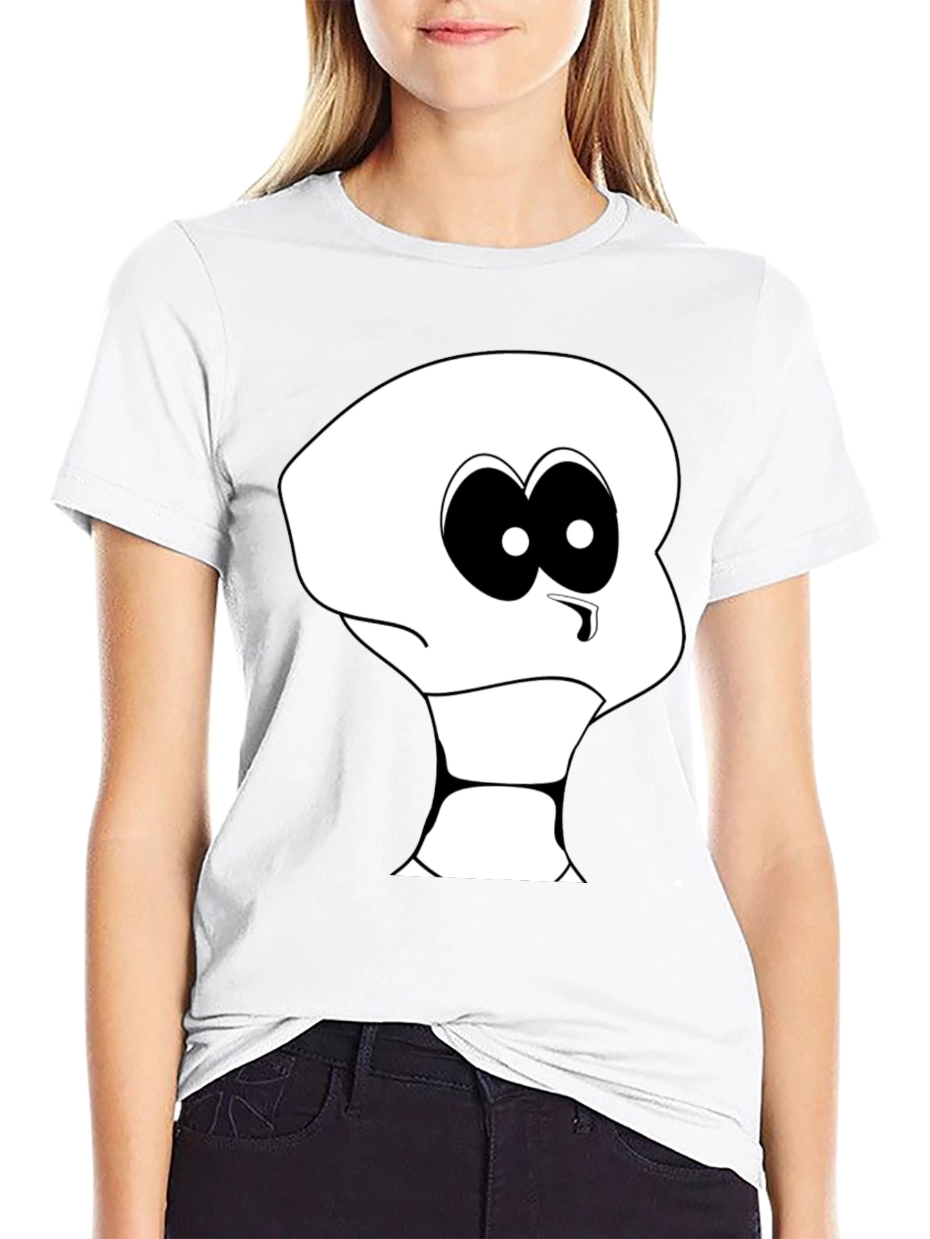 Cartoon Skull Graphic Black T-Shirt