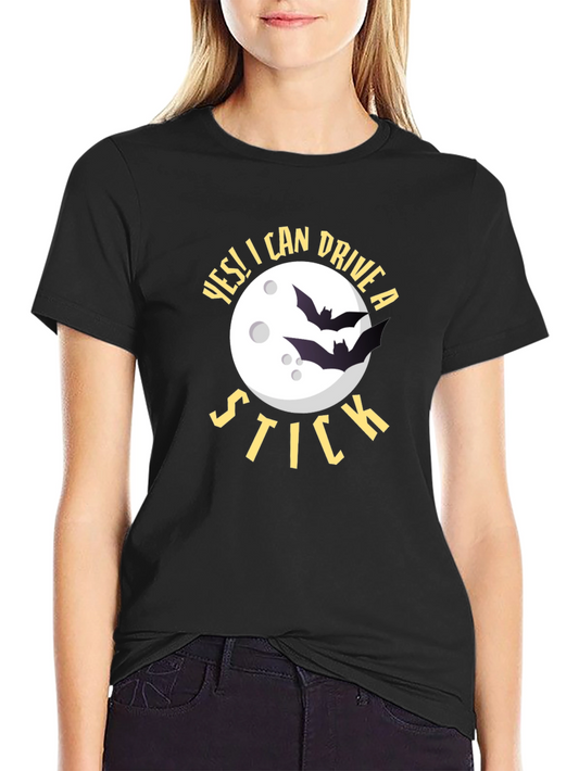 Yes! I Can Drive a Stick T-Shirt Halloween Bats Tee