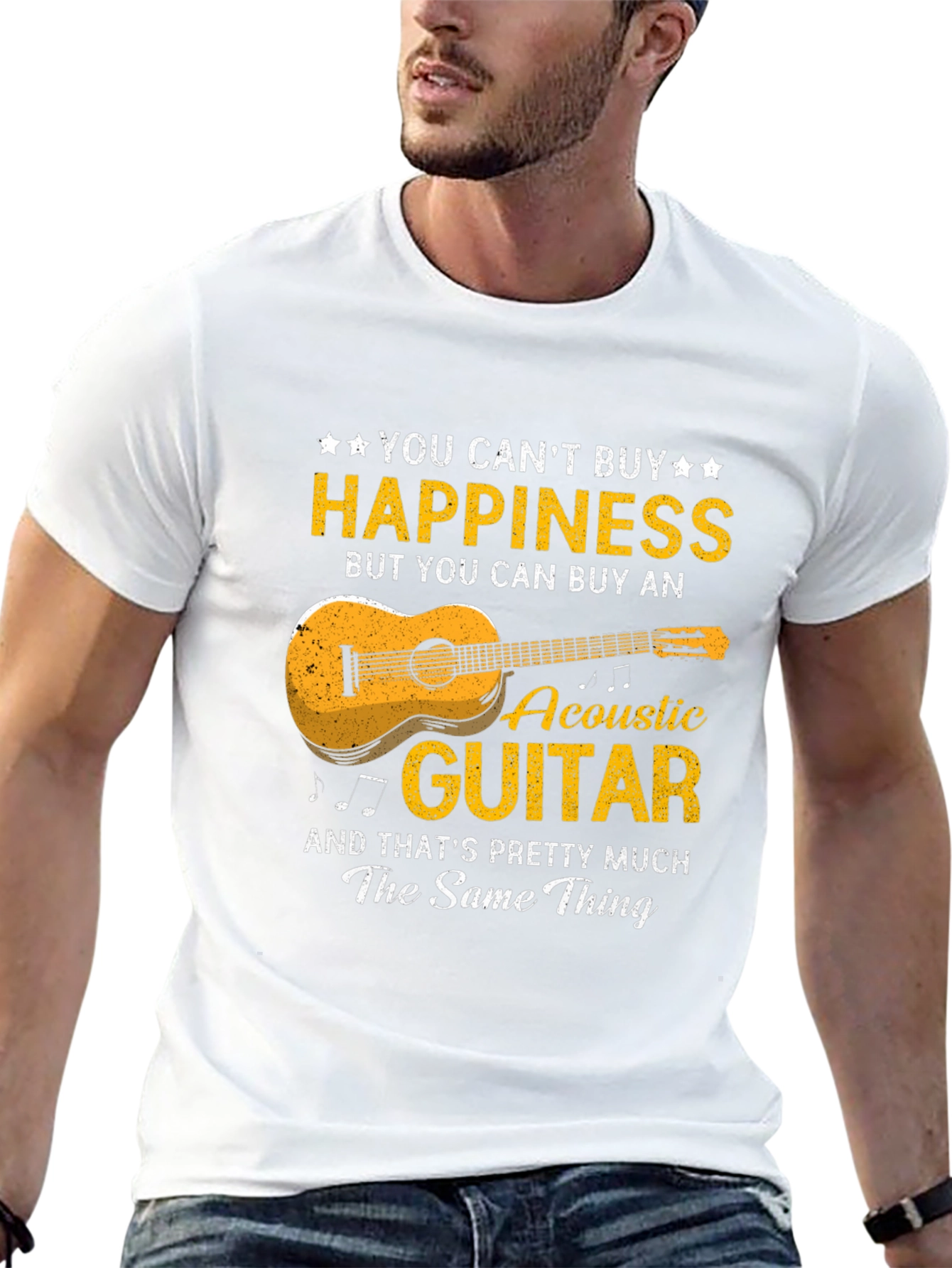 Acoustic Guitar Happiness T-Shirt - Music Lover Gift