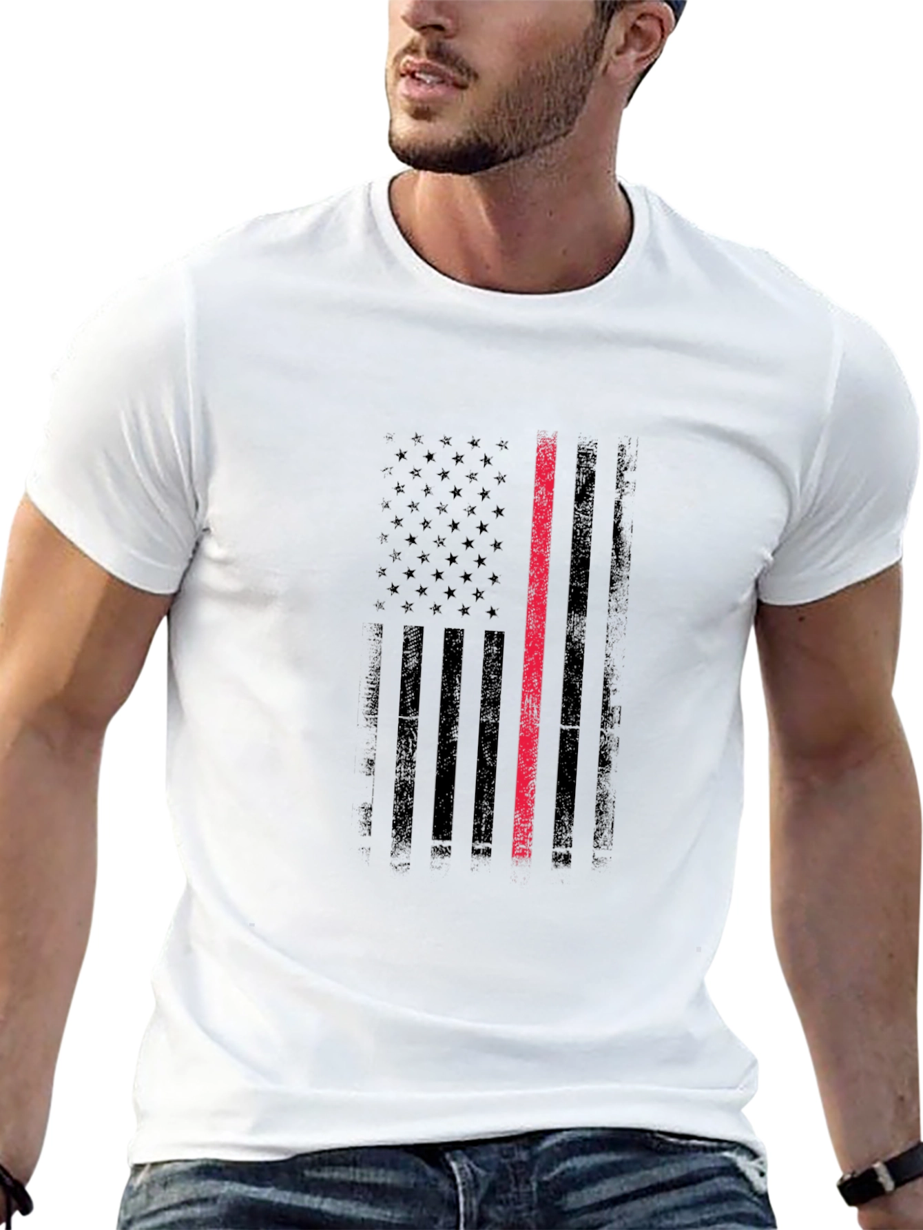 Thin Red Line Flag Graphic T-Shirt