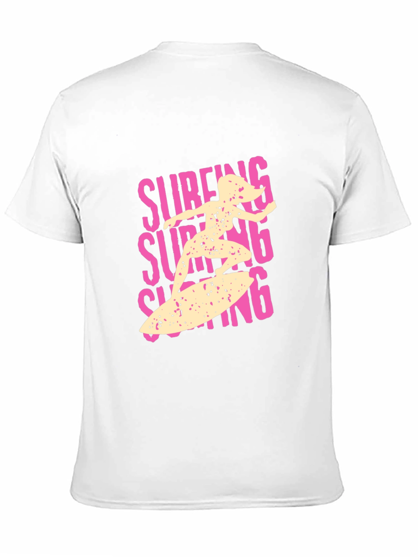 Surfing Girl Graphic Tee - Black Cotton Casual T-Shirt