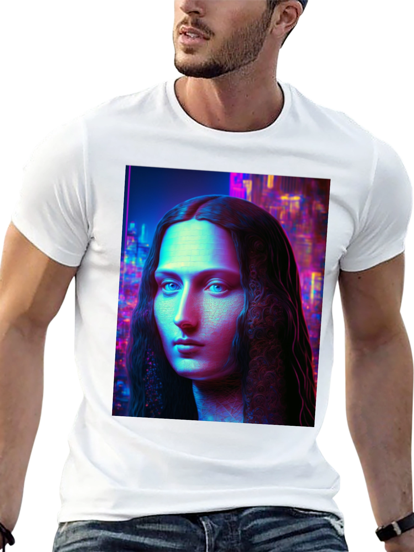 Neon Renaissance T-Shirt: Unique Artistic Tee