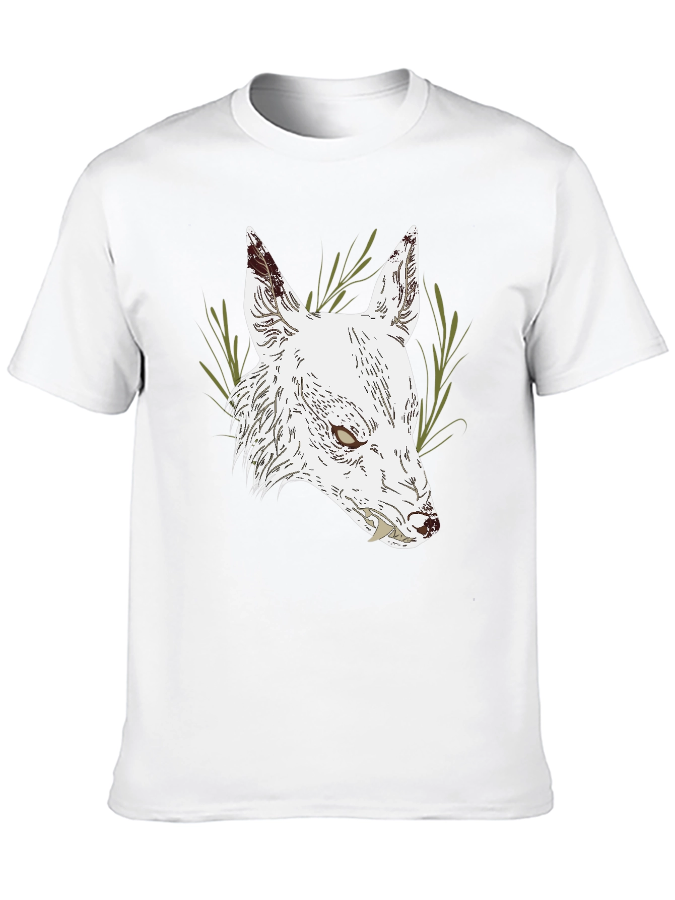 Black T-Shirt with White Wolf Graphic