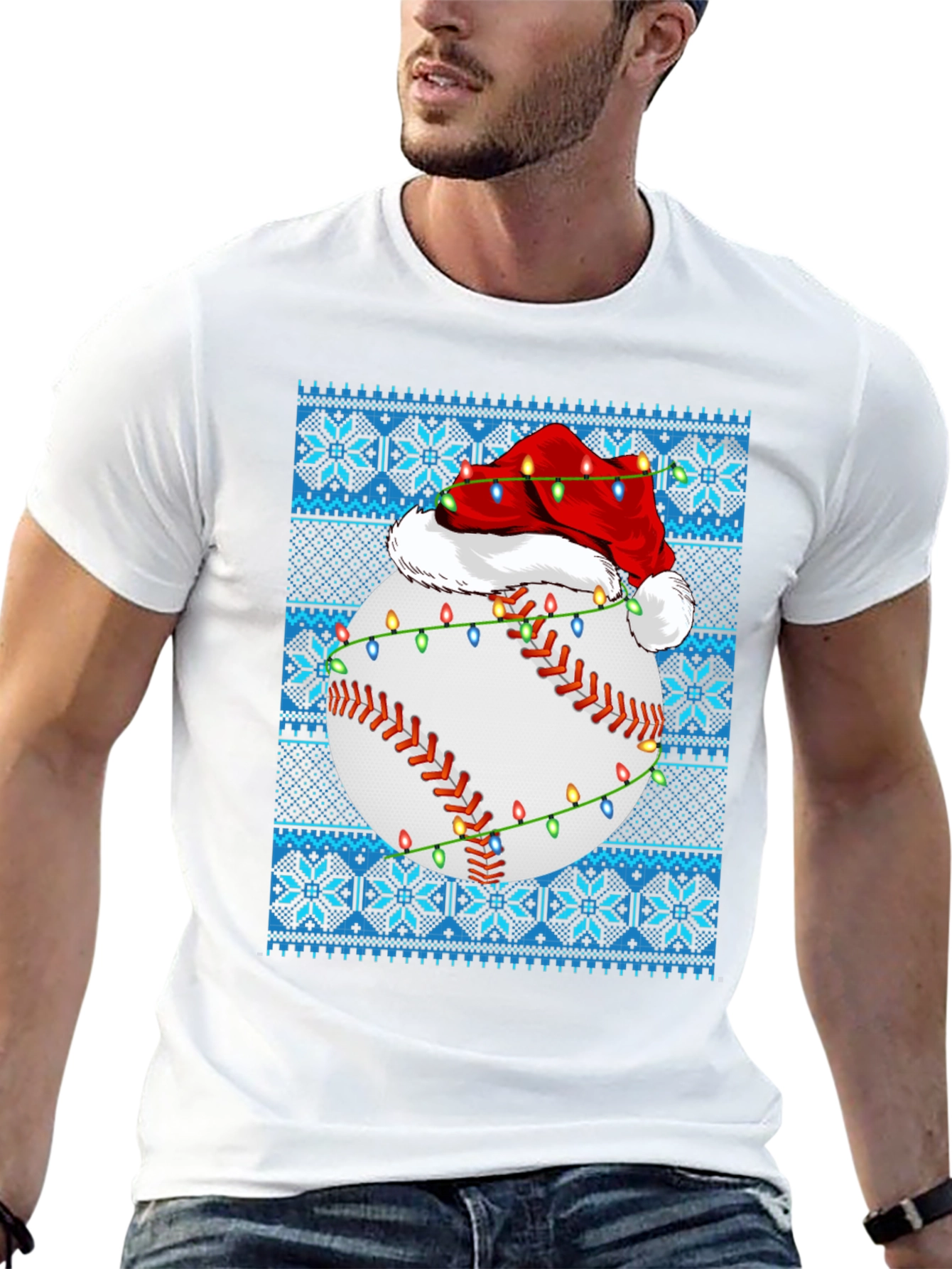 Festive Baseball Ugly Christmas Sweater T-Shirt