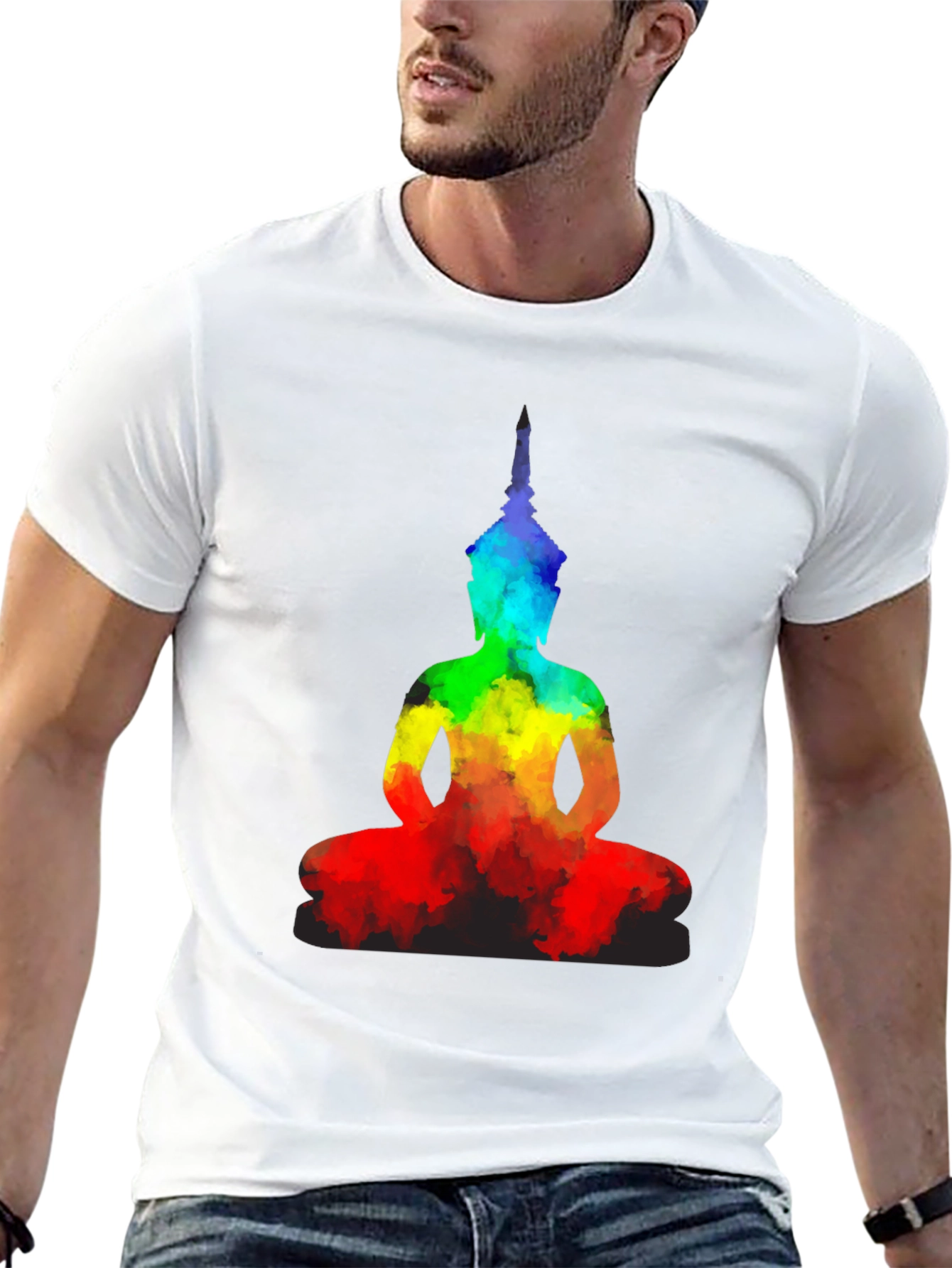 Rainbow Buddha Graphic T-Shirt - Meditate in Style!