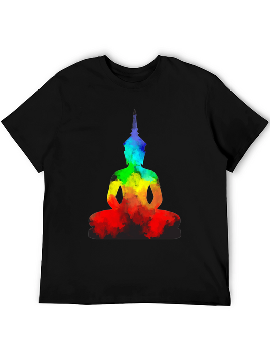 Rainbow Buddha Graphic T-Shirt - Meditate in Style!