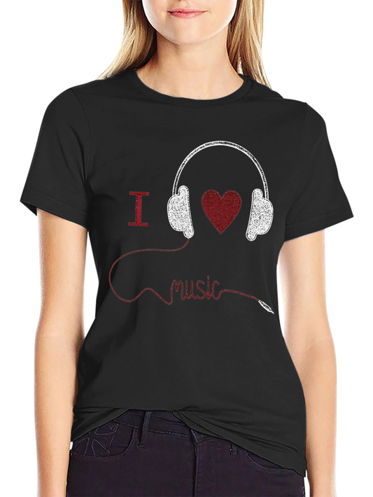 I Heart Music Graphic Tee - Black