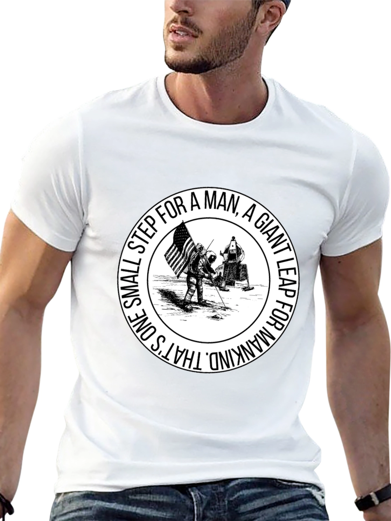 One Small Step T-Shirt - Moon Landing Graphic Tee