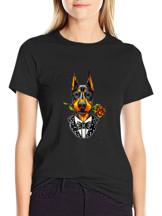 Doberman Dog Tuxedo T-Shirt - Stylish Canine Design