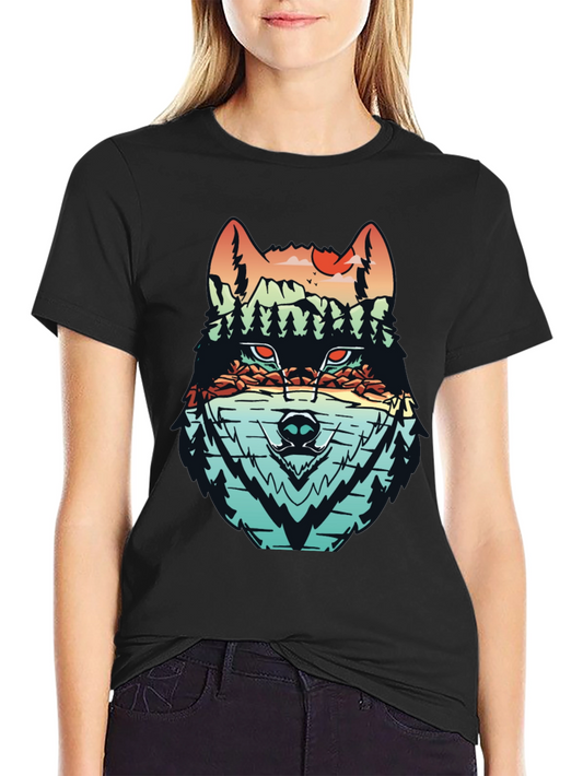 Wolf Landscape Graphic T-Shirt - Nature Inspired Tee