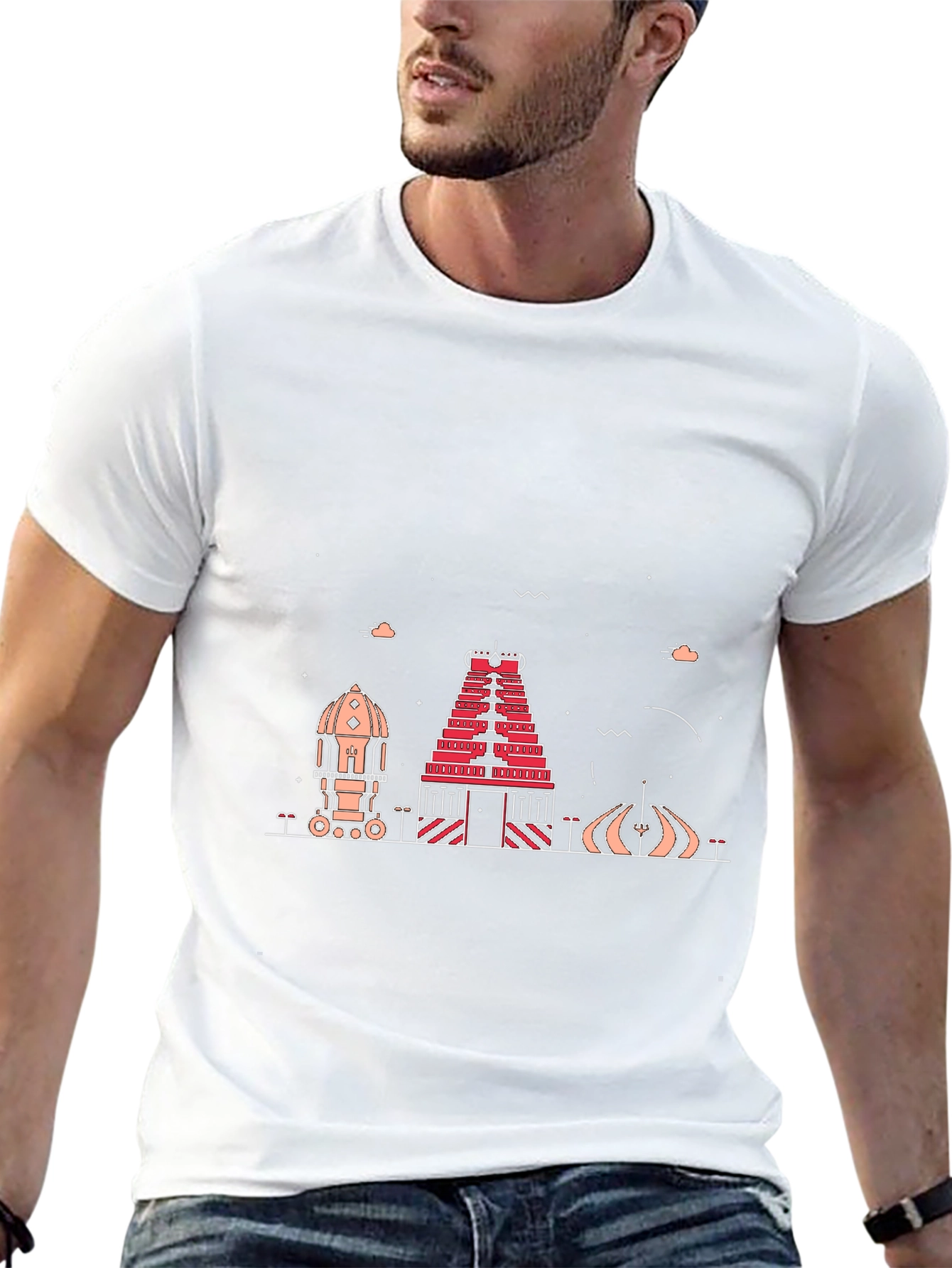Temple Silhouette Graphic Tee - Black Cotton Blend