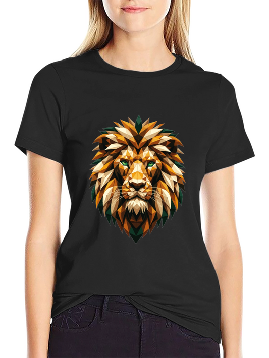Geometric Lion Head Graphic Tee - Cool Stylish Design