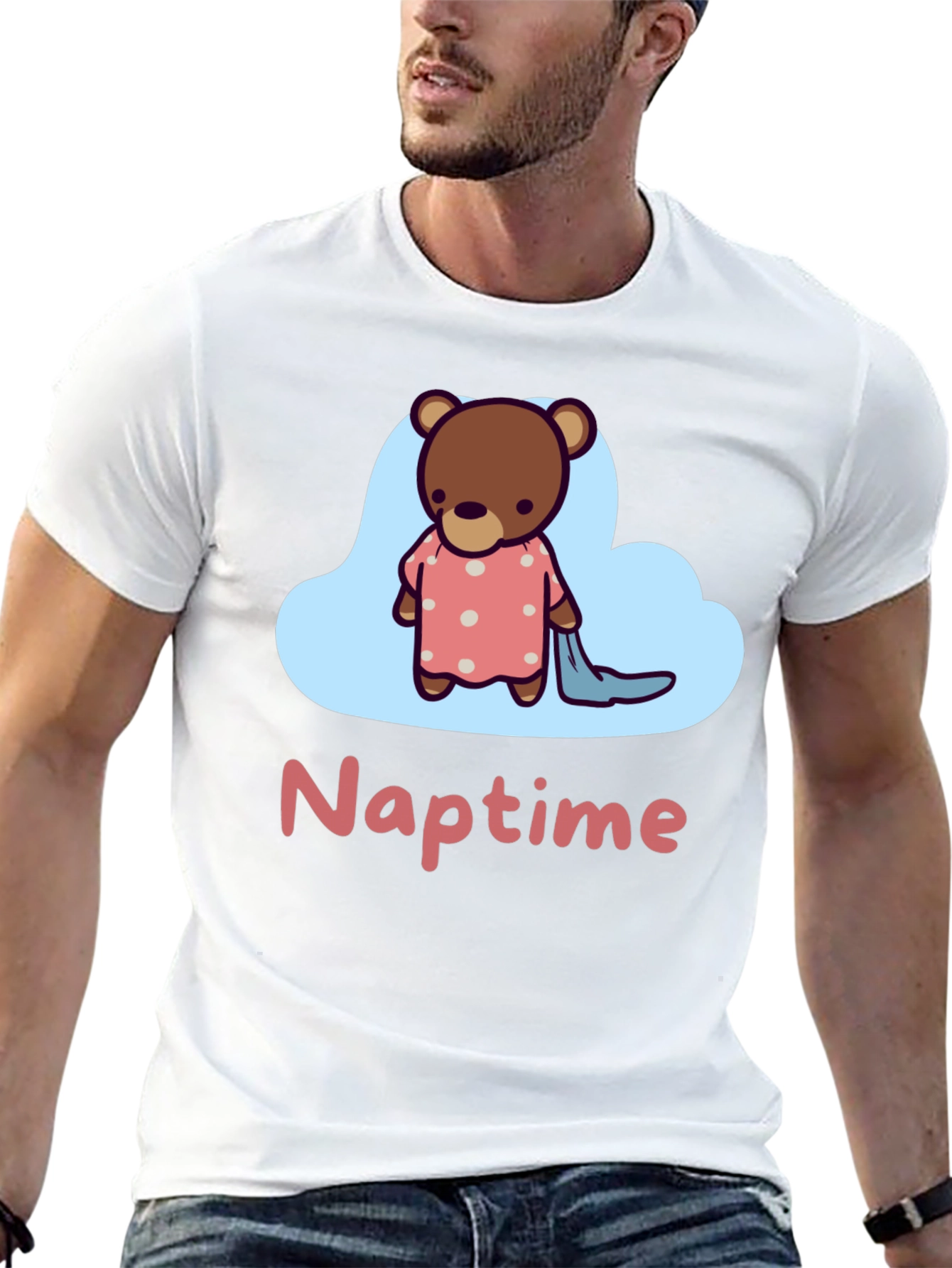 Cute Naptime Bear Graphic Tee - Relax in Style