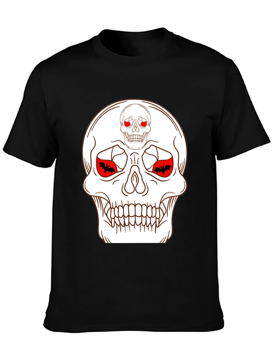 Skull & Bats Graphic Tee - Black Halloween Shirt