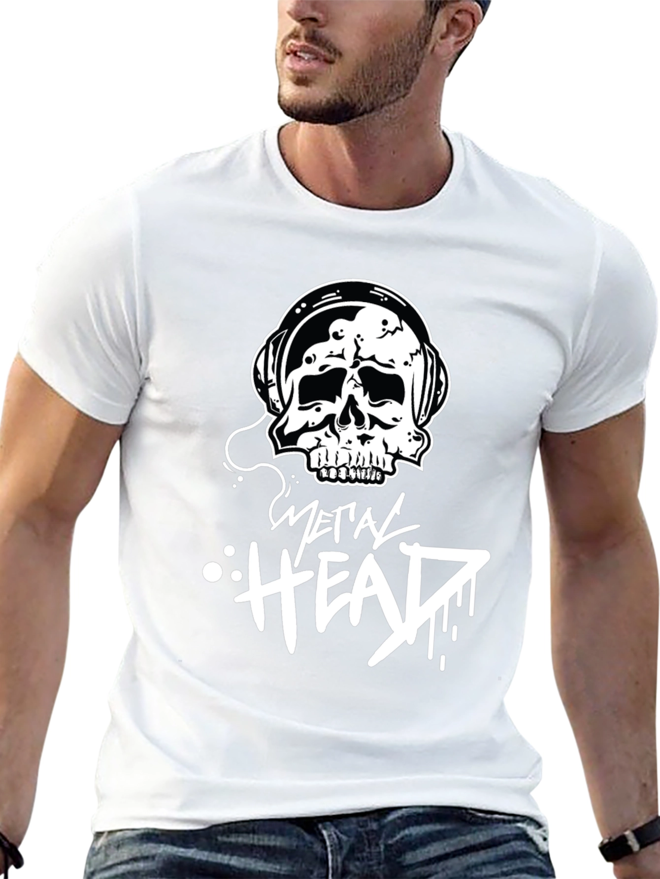 Metal Head Skull Graphic T-Shirt - Black Cotton Tee