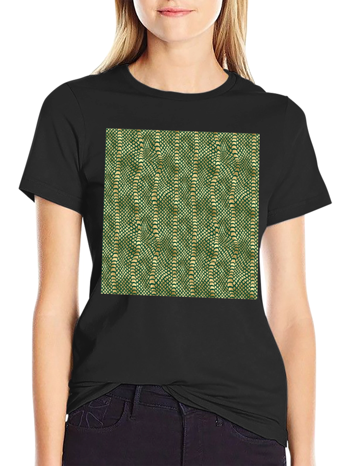 Green Snake Skin Pattern Graphic T-Shirt