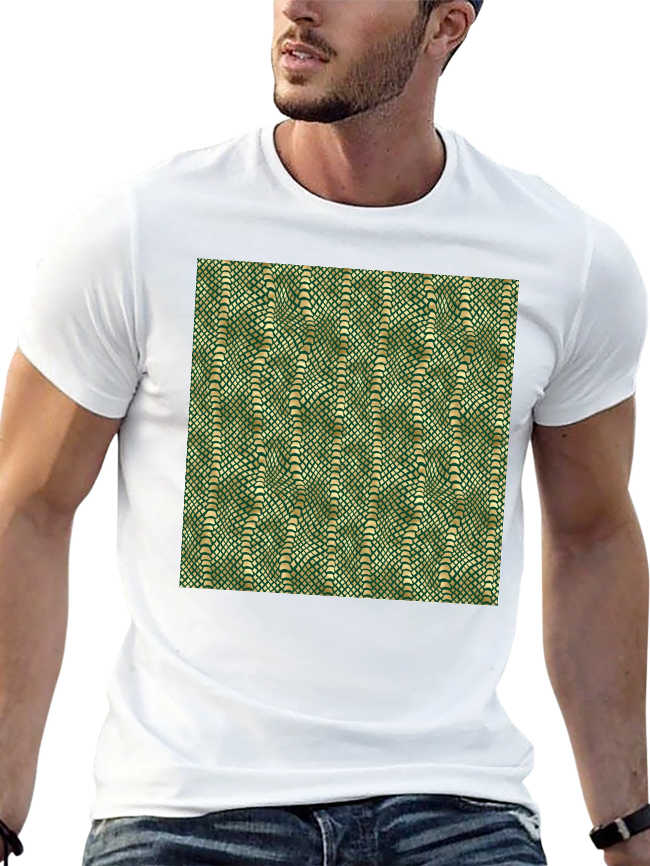 Green Snake Skin Pattern Graphic T-Shirt