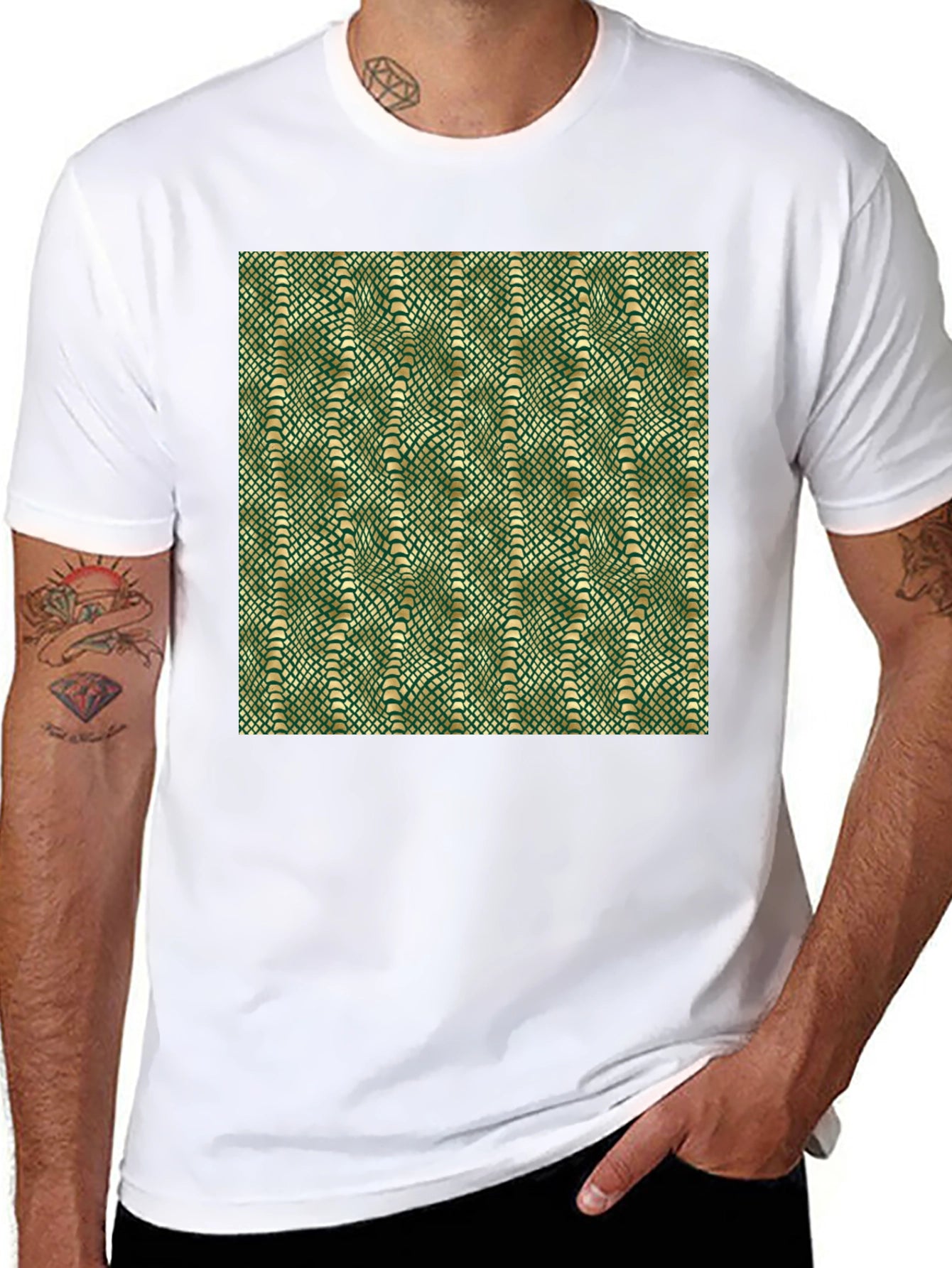 Green Snake Skin Pattern Graphic T-Shirt