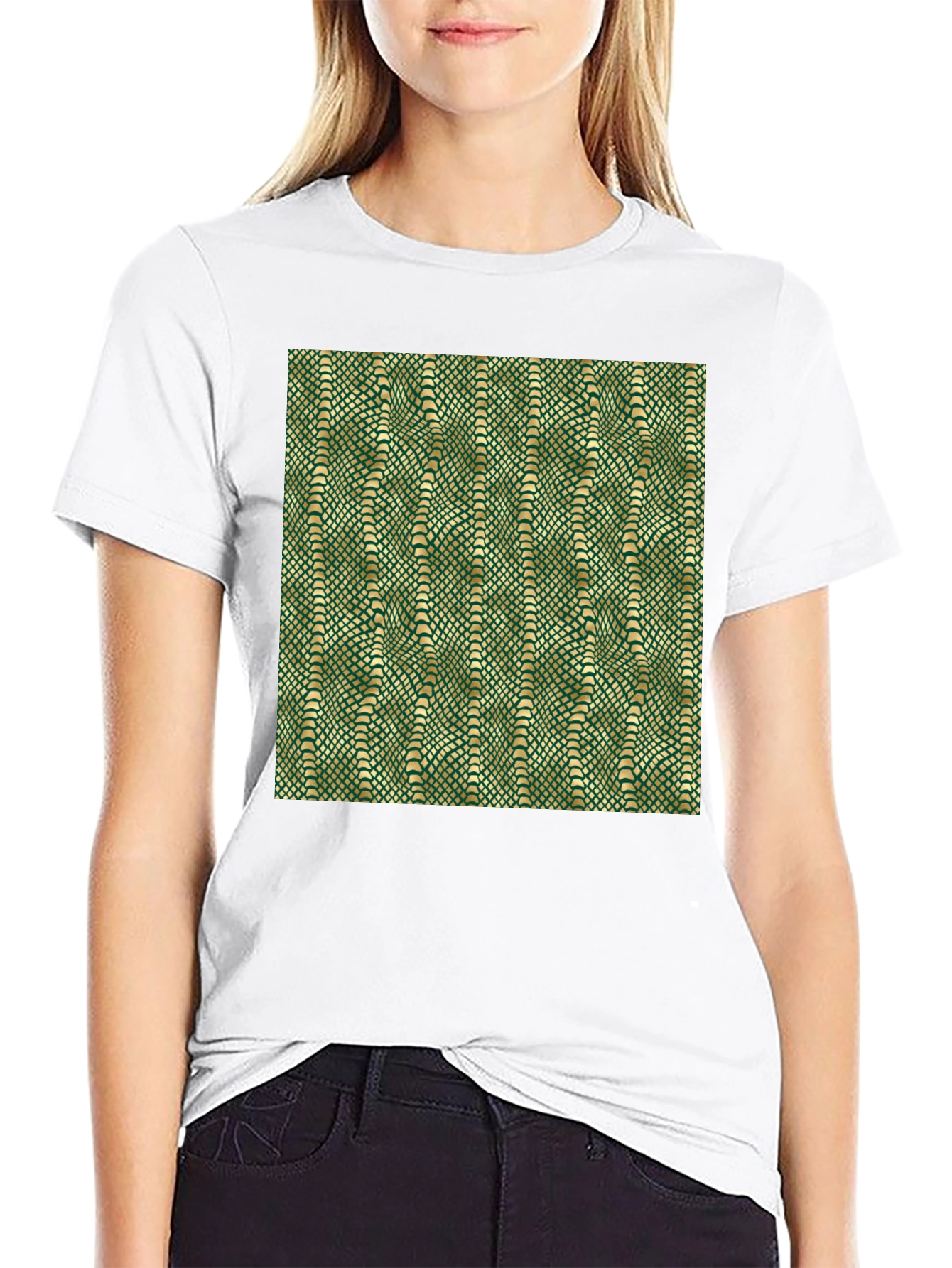 Green Snake Skin Pattern Graphic T-Shirt