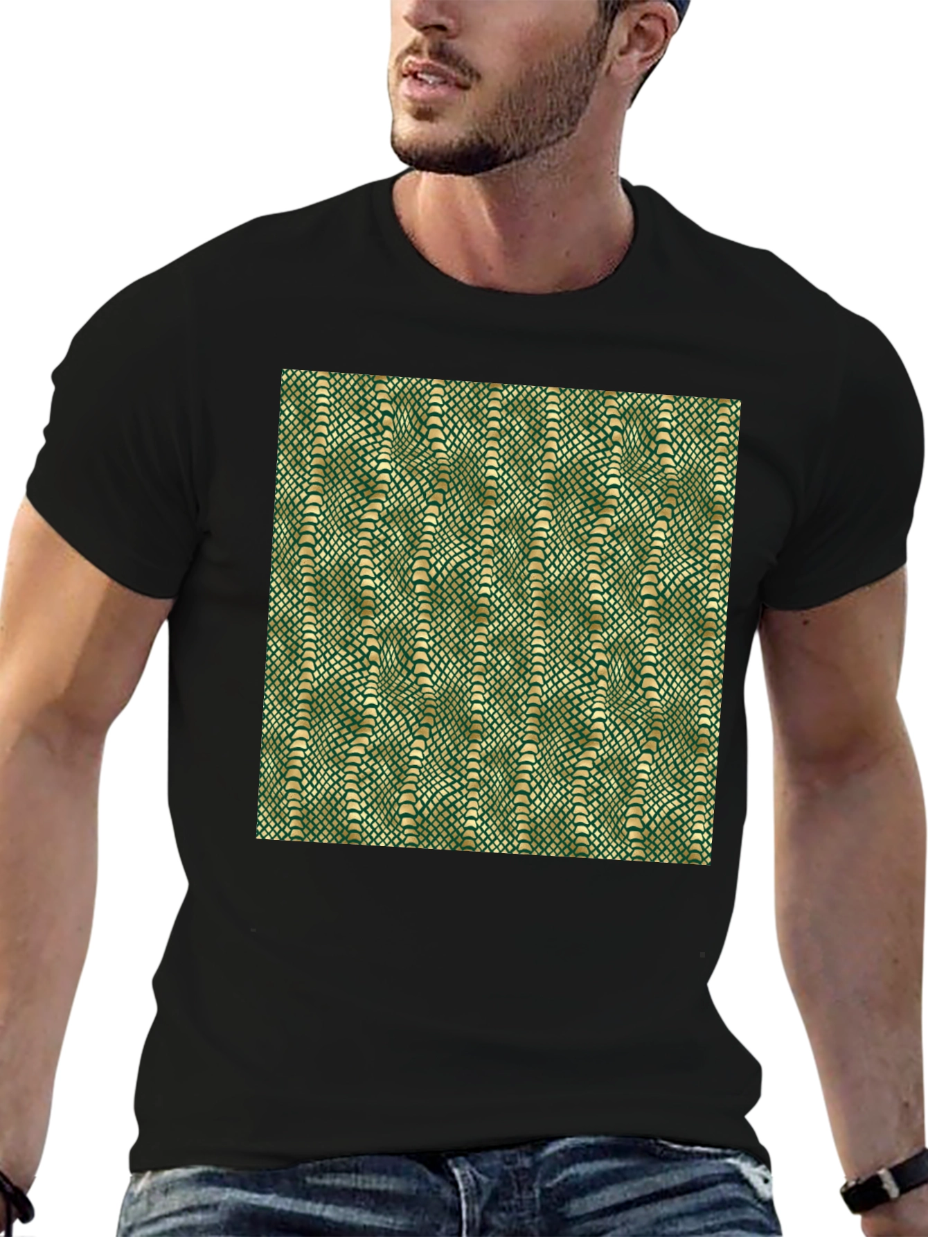Green Snake Skin Pattern Graphic T-Shirt