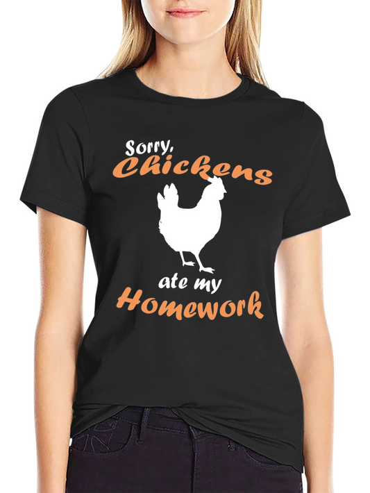 Funny Chicken Ate My Homework Graphic T-Shirt