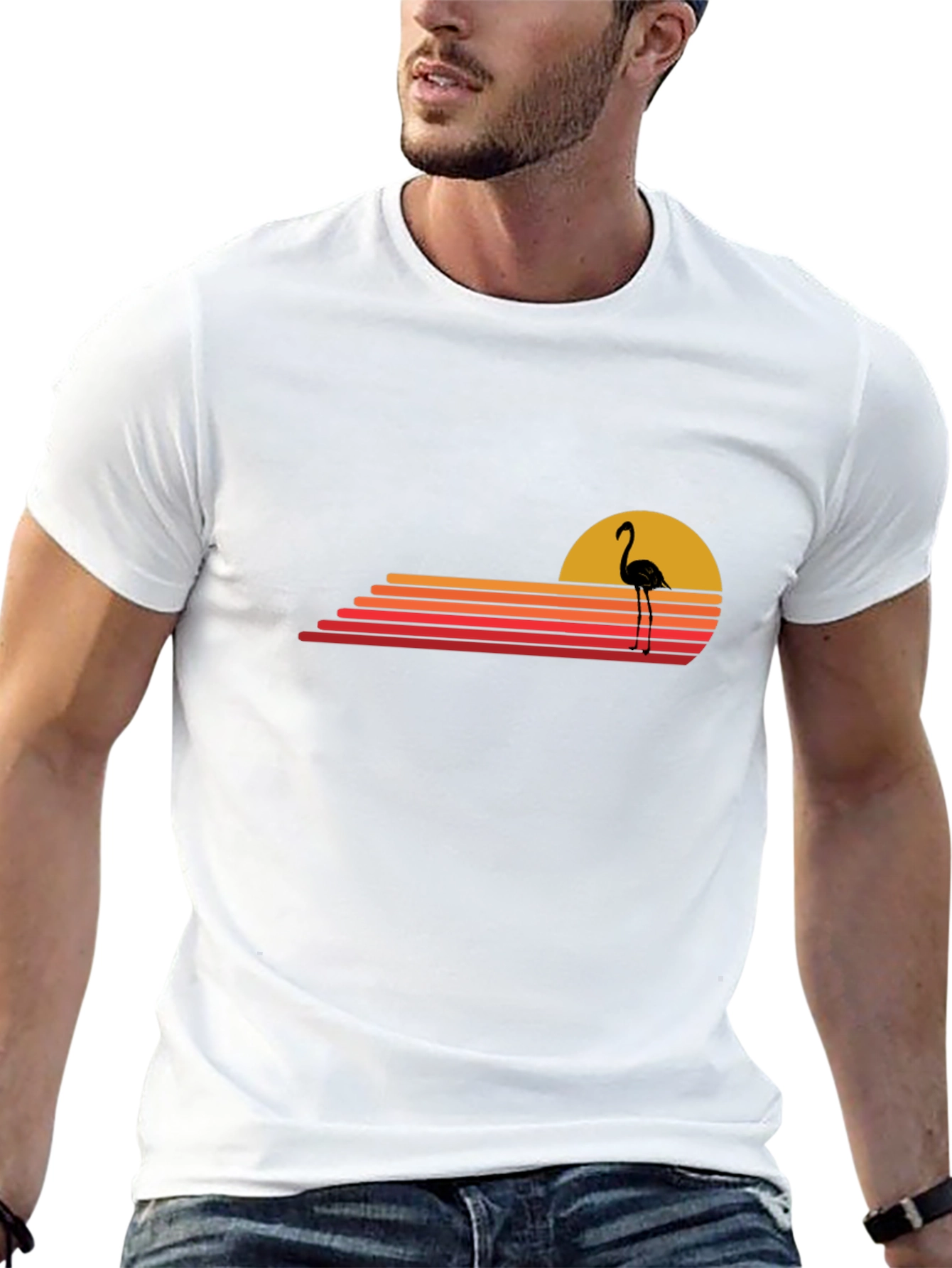Retro Flamingo Sunset Graphic Tee