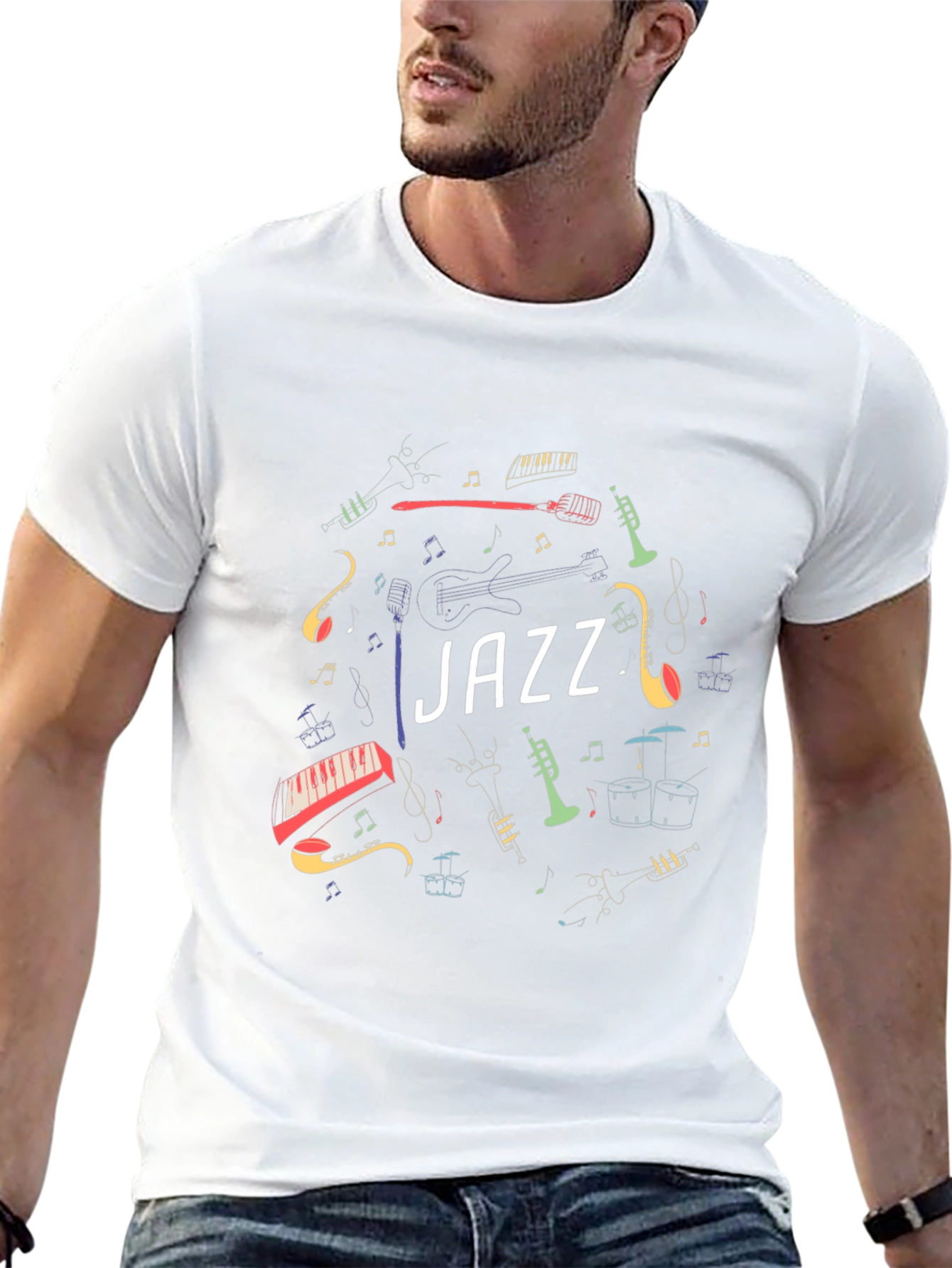 Jazz Music Instrument Graphic Black T-Shirt