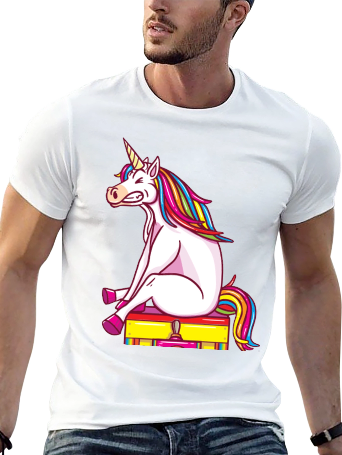 Unicorn on Luggage Funny Graphic Tee