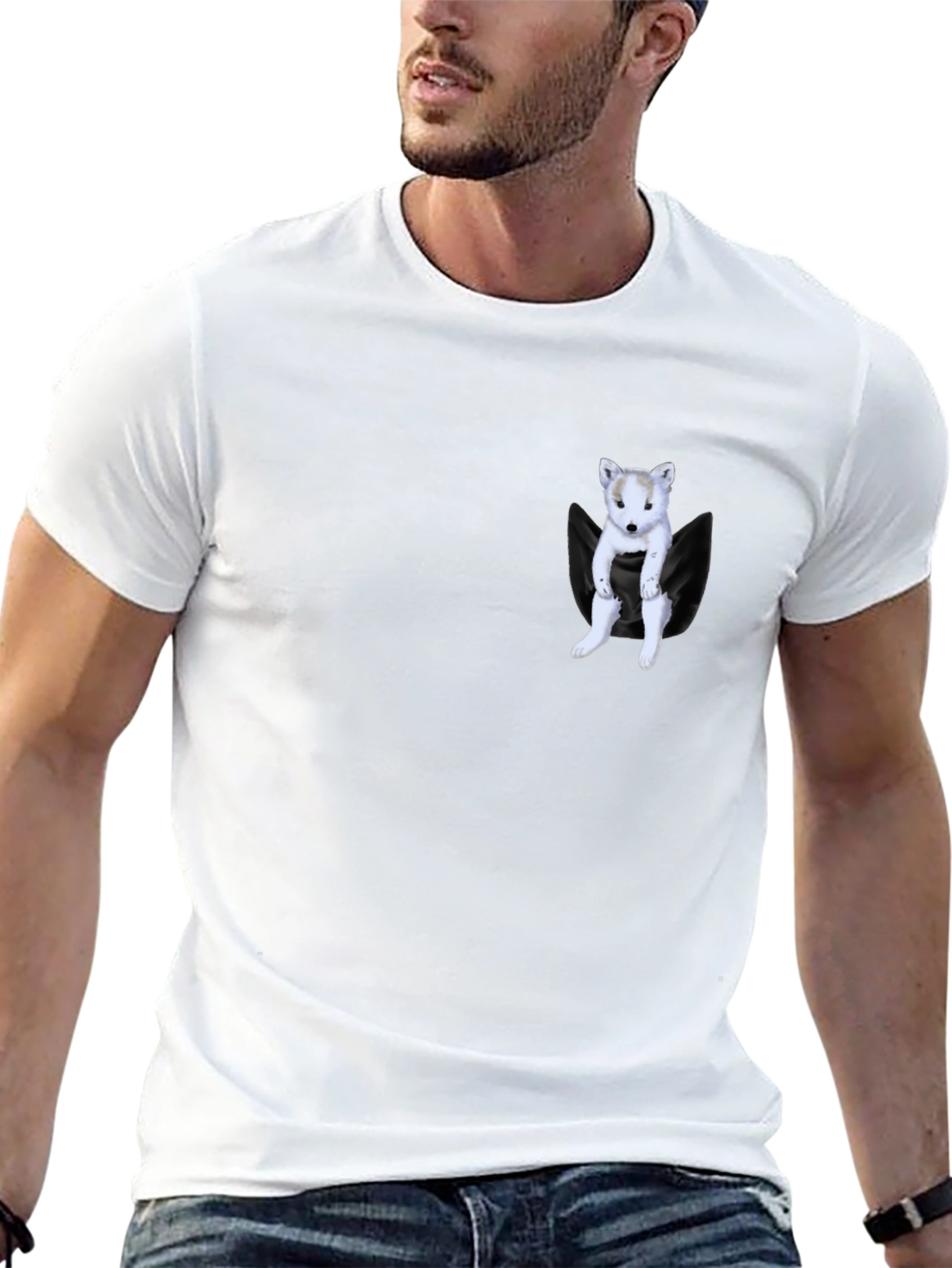 Pocket Puppy Black T-Shirt
