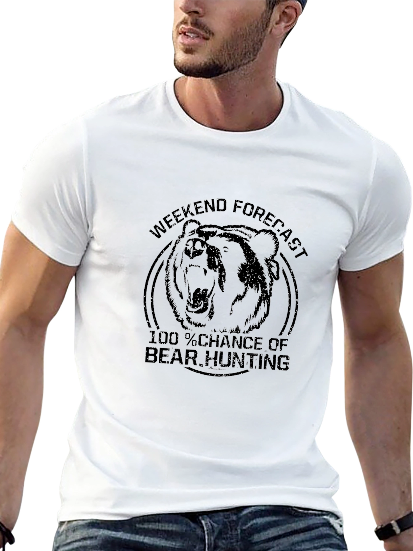 Bear Hunting Weekend Forecast Black T-Shirt