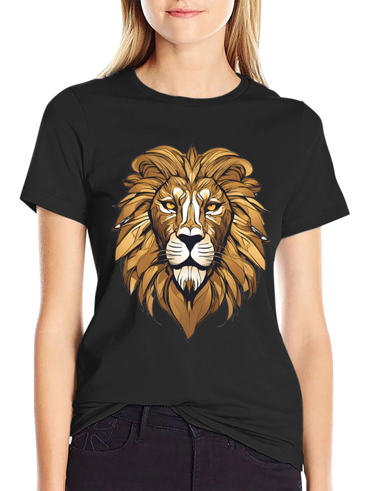 Bold Lion Graphic Tee - Black Cotton Blend