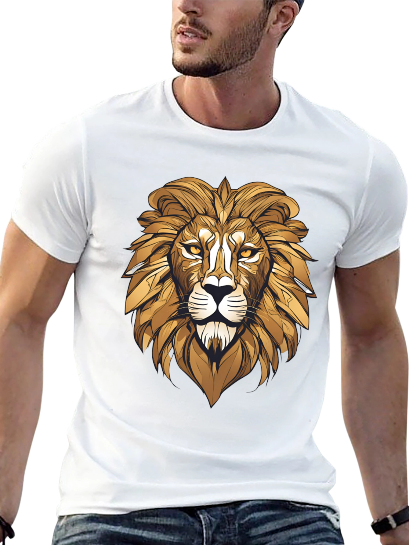 Bold Lion Graphic Tee - Black Cotton Blend