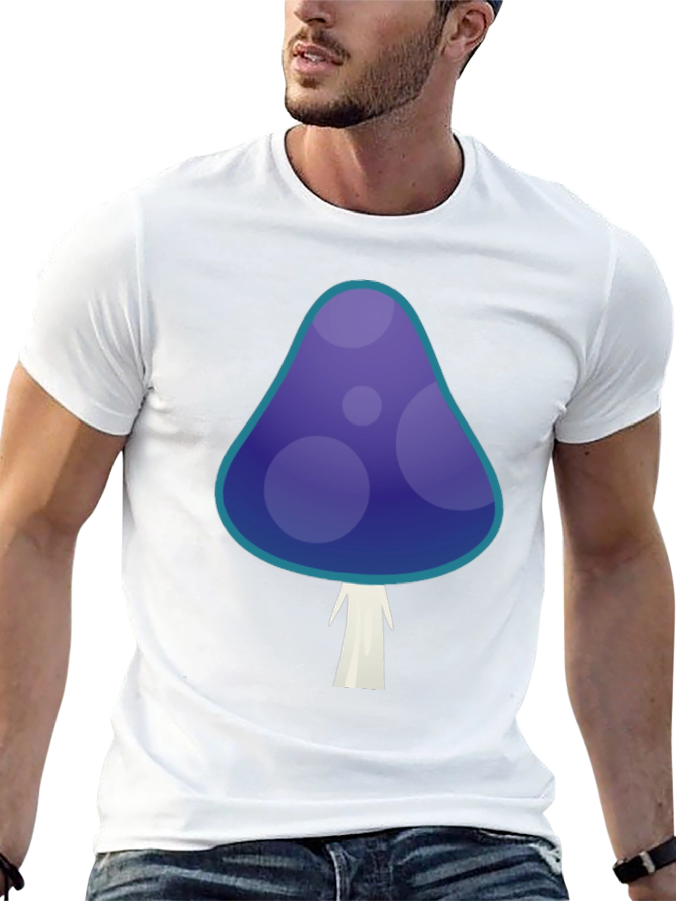 Funky Mushroom Graphic T-Shirt - Black Cotton Tee