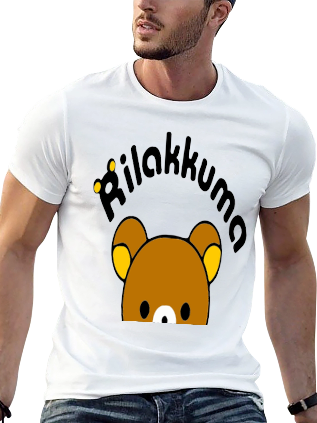 Rilakkuma Graphic Print Black T-Shirt