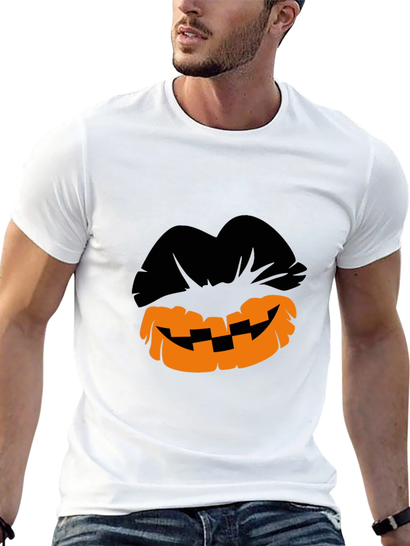 Halloween Pumpkin Lips Graphic T-Shirt