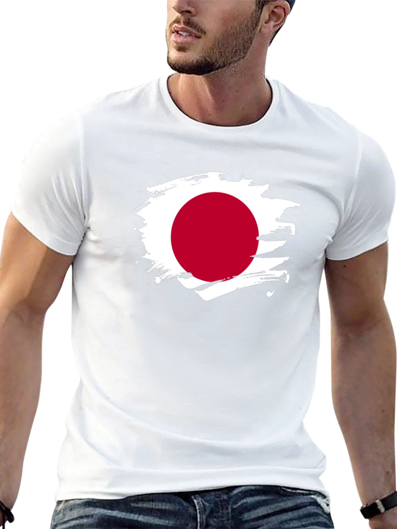 Japan Flag Brushstroke T-Shirt - Unique Graphic Tee