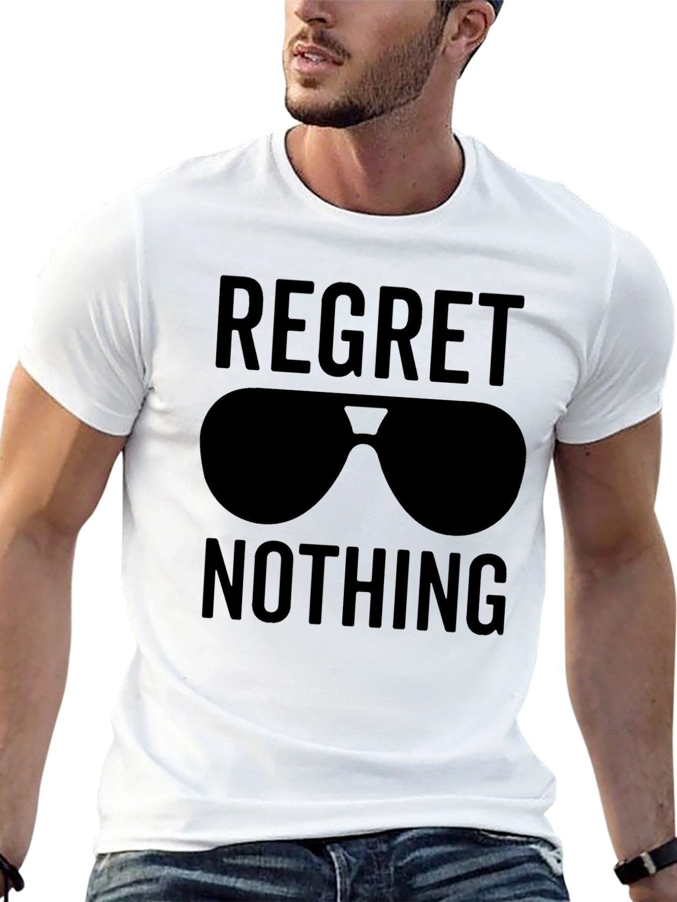 Regret Nothing Aviator Sunglasses Black Graphic Tee