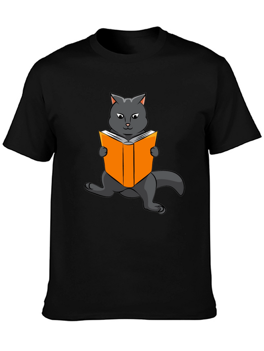Cat Reading Book Graphic T-Shirt
