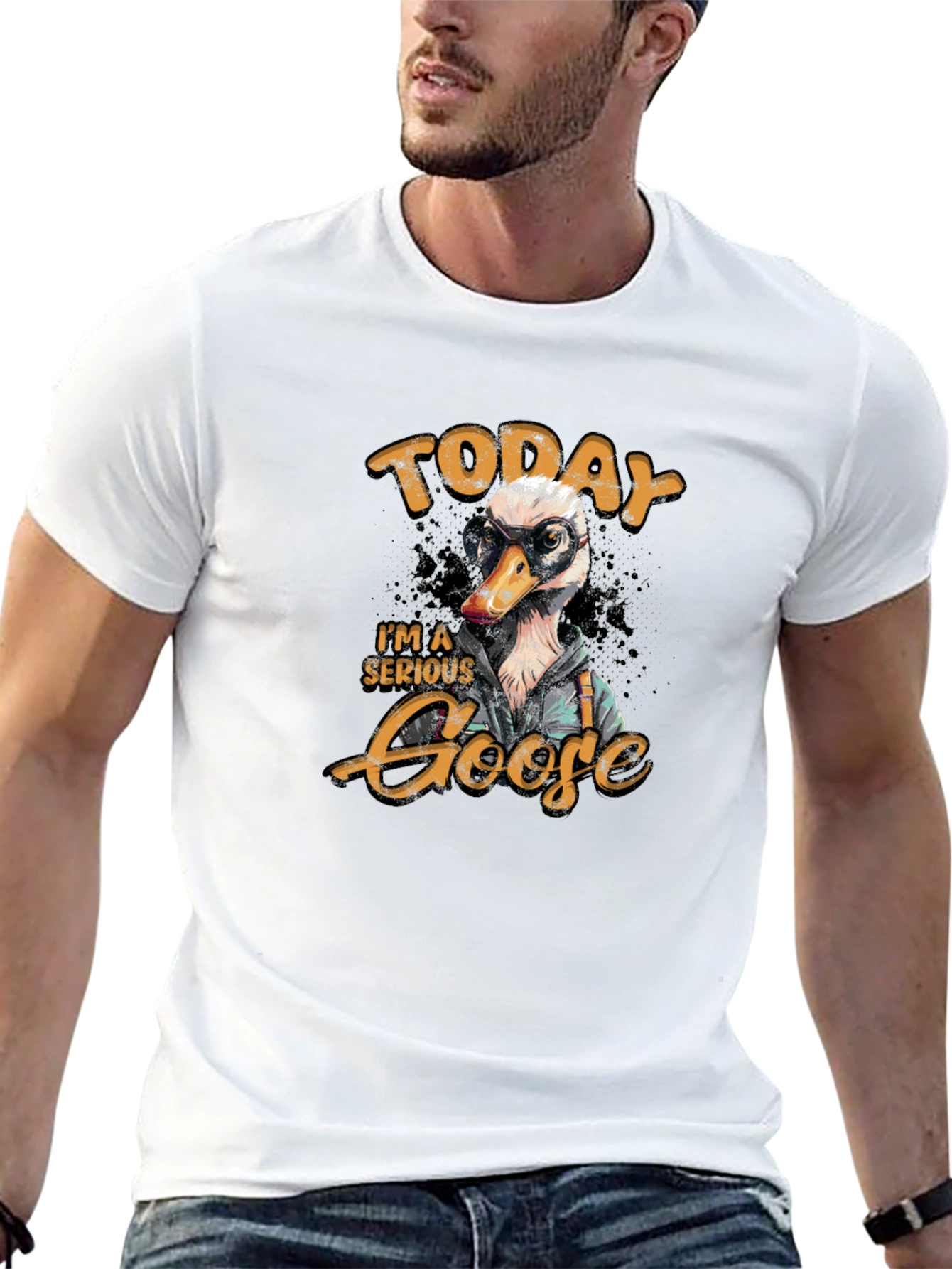 Serious Goose Graphic Tee - Black Cotton T-Shirt
