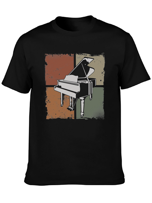 Vintage Piano Graphic Tee - Classic Musician Style