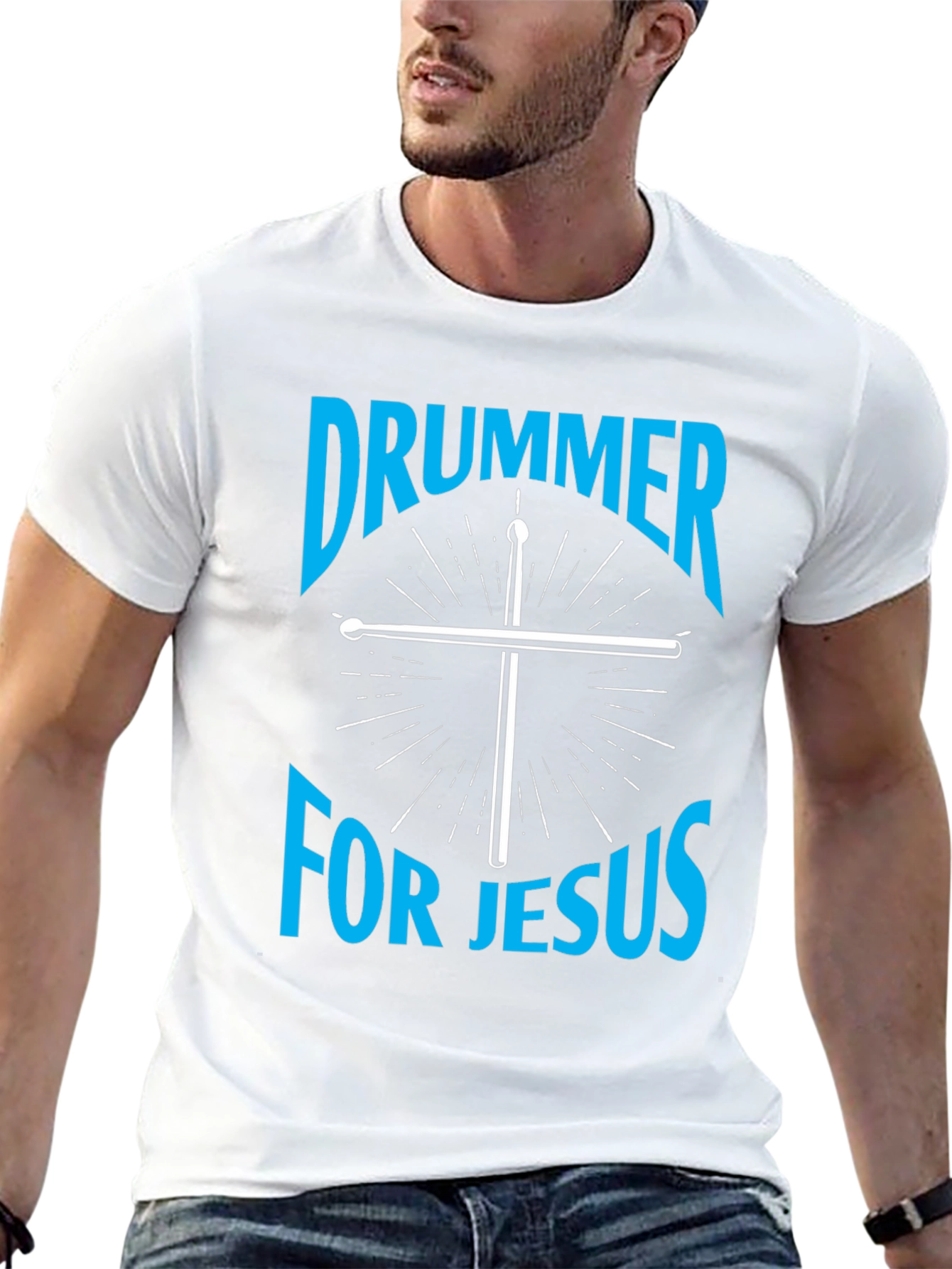 Drummer for Jesus Black Graphic Tee